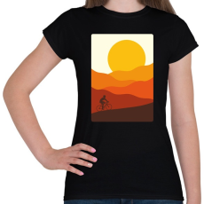 PRINTFASHION Biciklizés a hegyekben - Női póló - Fekete
