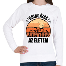 PRINTFASHION Biciklizés az életem - Női pulóver - Fehér