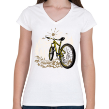 PRINTFASHION Biciklizés - Női V-nyakú póló - Fehér női póló