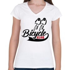 PRINTFASHION Bicycle club - Női V-nyakú póló - Fehér női póló