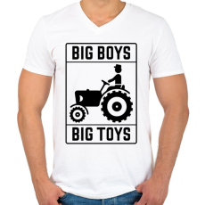 PRINTFASHION Big boys big toys - traktoros - Férfi V-nyakú póló - Fehér