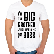 PRINTFASHION Big brother boss - Férfi V-nyakú póló - Fehér férfi póló