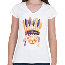 PRINTFASHION Big cheaf - Női V-nyakú póló - Fehér női póló