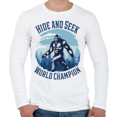PRINTFASHION Big Foot -  bújócska világbajnok - Férfi hosszú ujjú póló - Fehér