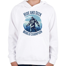 PRINTFASHION Big Foot -  bújócska világbajnok - Gyerek kapucnis pulóver - Fehér gyerek pulóver, kardigán