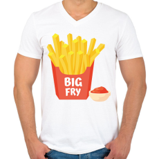 PRINTFASHION Big Fry - Nagy tesó - Férfi V-nyakú póló - Fehér