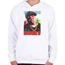 PRINTFASHION Biggie Smalls - Gyerek kapucnis pulóver - Fehér gyerek pulóver, kardigán
