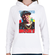 PRINTFASHION Biggie Smalls - Női kapucnis pulóver - Fehér női pulóver, kardigán