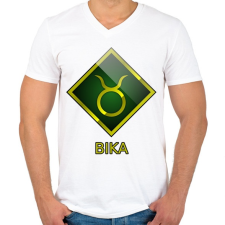PRINTFASHION Bika - Férfi V-nyakú póló - Fehér férfi póló