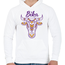 PRINTFASHION Bika horoszkóp - Férfi kapucnis pulóver - Fehér férfi pulóver, kardigán