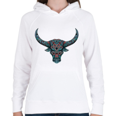 PRINTFASHION Bika koponya - Női kapucnis pulóver - Fehér