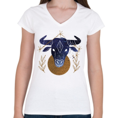 PRINTFASHION Bika - Női V-nyakú póló - Fehér