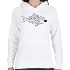 PRINTFASHION Bike - Női kapucnis pulóver - Fehér női pulóver, kardigán