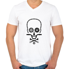 PRINTFASHION Bike Skull  - Férfi V-nyakú póló - Fehér férfi póló