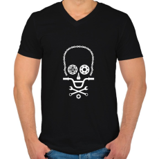 PRINTFASHION Bike Skull - Férfi V-nyakú póló - Fekete