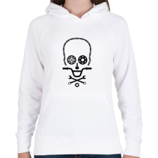 PRINTFASHION Bike Skull  - Női kapucnis pulóver - Fehér női pulóver, kardigán