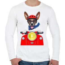 PRINTFASHION Biker Dog - Férfi hosszú ujjú póló - Fehér