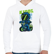 PRINTFASHION Biker kölyök - Férfi kapucnis pulóver - Fehér férfi pulóver, kardigán
