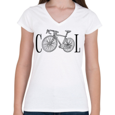 PRINTFASHION Biking is cool - Női V-nyakú póló - Fehér női póló