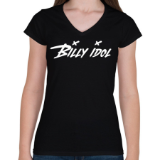 PRINTFASHION BILLY IDOL - Női V-nyakú póló - Fekete női póló
