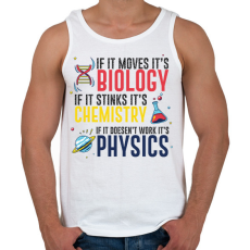 PRINTFASHION Biológia, kémia, fizika - Férfi atléta - Fehér