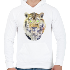 PRINTFASHION Biometrikus tigris - Férfi kapucnis pulóver - Fehér férfi pulóver, kardigán