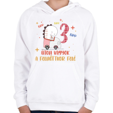 PRINTFASHION Bipp bipp, úton vagyok - Számmal - Gyerek kapucnis pulóver - Fehér gyerek pulóver, kardigán