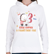 PRINTFASHION Bipp bipp, úton vagyok - Számmal - Női kapucnis pulóver - Fehér