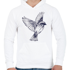 PRINTFASHION Bird drawing - Férfi kapucnis pulóver - Fehér férfi pulóver, kardigán