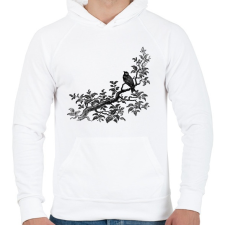 PRINTFASHION Bird & Tree drawing - Férfi kapucnis pulóver - Fehér férfi pulóver, kardigán