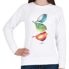 PRINTFASHION Birds - Női pulóver - Fehér női pulóver, kardigán