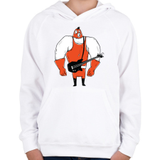 PRINTFASHION Birkozó basszusgitáros - Gyerek kapucnis pulóver - Fehér gyerek pulóver, kardigán