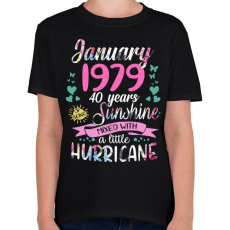 PRINTFASHION Birthday january 1979 sunshine mixed hurricane - Gyerek póló - Fekete