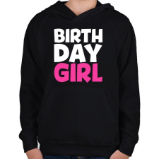 PRINTFASHION Birthdaygirl - Gyerek kapucnis pulóver - Fekete gyerek pulóver, kardigán