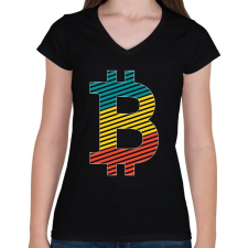 PRINTFASHION BITCOIN 4 EVER 11 - Női V-nyakú póló - Fekete női póló