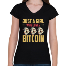 PRINTFASHION BITCOIN 4 EVER 57 - Női V-nyakú póló - Fekete női póló