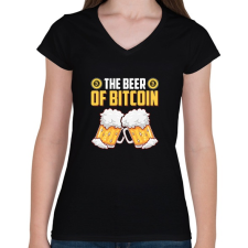 PRINTFASHION BITCOIN 4 EVER 76 - Női V-nyakú póló - Fekete női póló