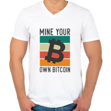PRINTFASHION BITCOIN 4 EVER 82 - Férfi V-nyakú póló - Fehér