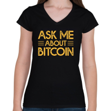 PRINTFASHION BITCOIN 4 EVER 85 - Női V-nyakú póló - Fekete női póló