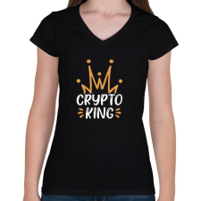 PRINTFASHION BITCOIN 4 EVER 88 - Női V-nyakú póló - Fekete női póló