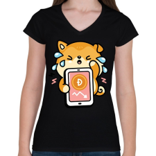 PRINTFASHION BITCOIN 4EVER 18 - Női V-nyakú póló - Fekete női póló