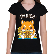 PRINTFASHION BITCOIN 4EVER 24 - Női V-nyakú póló - Fekete