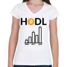 PRINTFASHION bitcoin chart - Női V-nyakú póló - Fehér