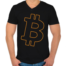 PRINTFASHION bitcoin - Férfi V-nyakú póló - Fekete férfi póló