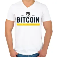 PRINTFASHION Bitcoin forever - Férfi V-nyakú póló - Fehér férfi póló