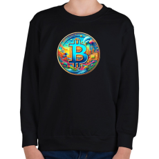 PRINTFASHION Bitcoin - Gyerek pulóver - Fekete