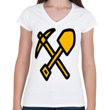 PRINTFASHION Bitcoin hálózat Felhőbányászat Kriptovaluta - Női V-nyakú póló - Fehér női póló