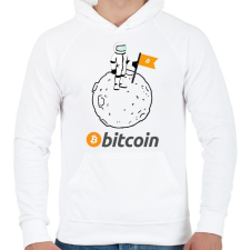 PRINTFASHION bitcoin moon - Férfi kapucnis pulóver - Fehér férfi pulóver, kardigán