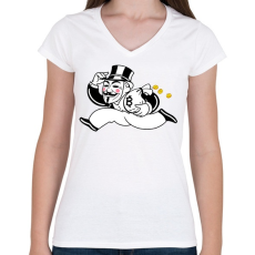 PRINTFASHION Bitcoin - Női V-nyakú póló - Fehér