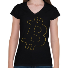 PRINTFASHION Bitcoin - Női V-nyakú póló - Fekete női póló